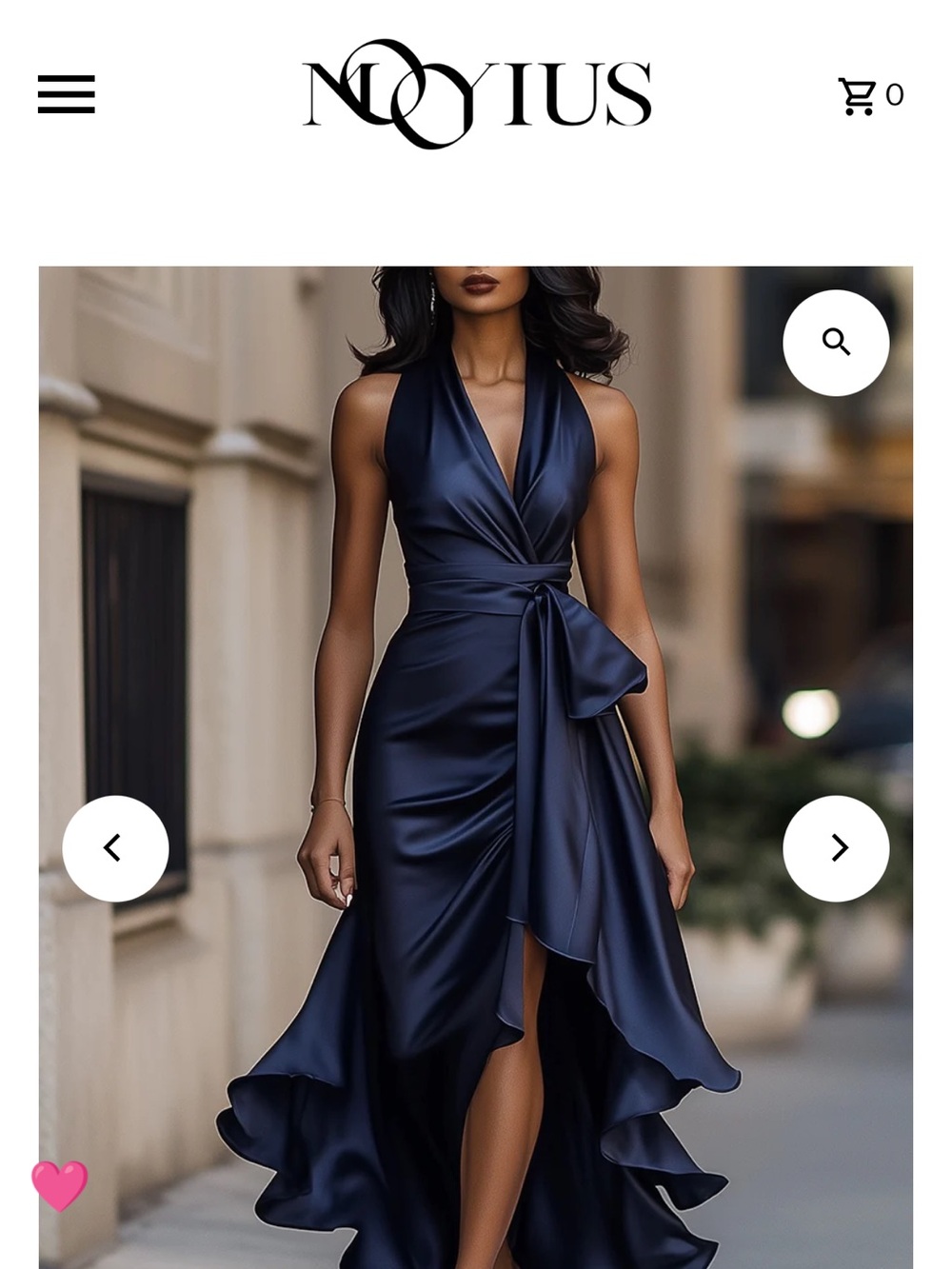 Navy Satin Halter High-Low Wrap Dress